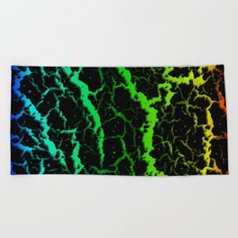 Cracked Space Lava - Rainbow BCGYR Beach Towel