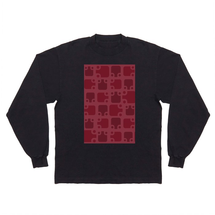 Mid Century Modern Abstract Pattern Burgundy 3 Long Sleeve T Shirt