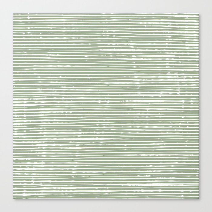 Abstract Stripes, Sage Green, Boho Wall Art Canvas Print