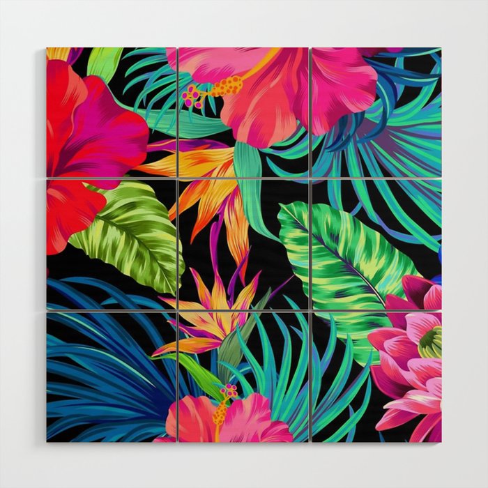 Drive You Mad Hibiscus Pattern Wood Wall Art