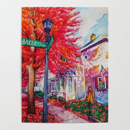 A Farewell in Fall - One Beautiful Red Autumn Day Poster
