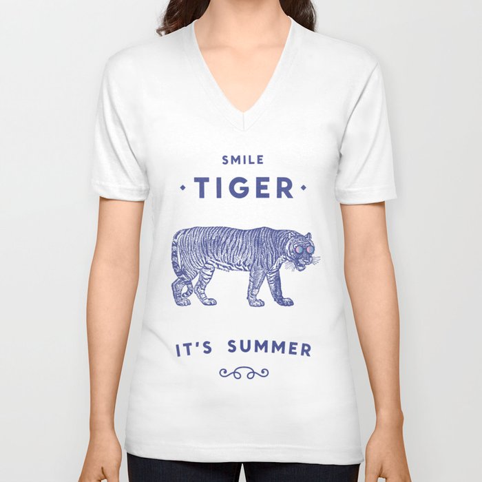 Smile Tiger, it's Summer V Neck T Shirt