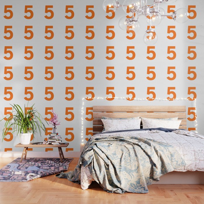 Number 5 (Orange & White) Wallpaper