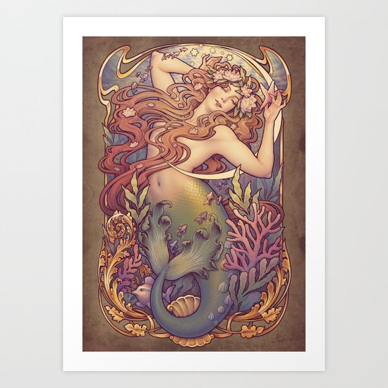 Andersen Little Mermaid Nouveau Art Print