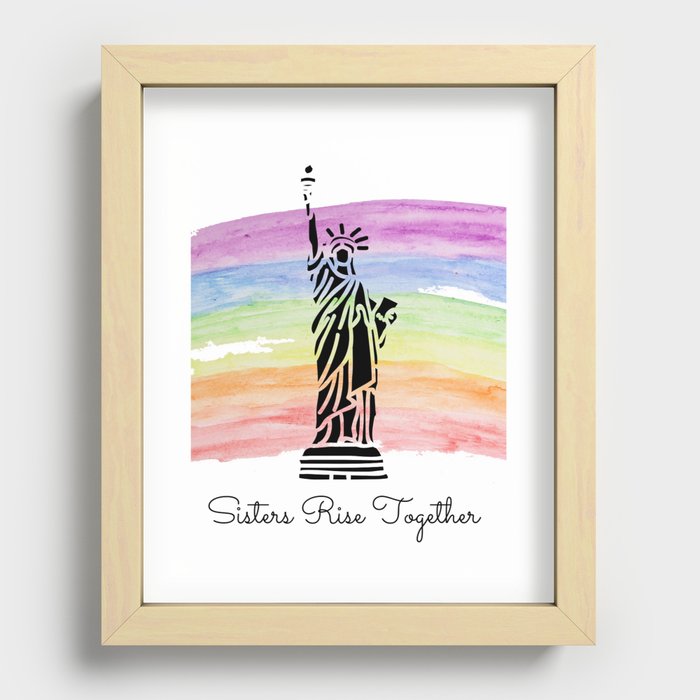 Sisters Rise Together - Rainbow Recessed Framed Print