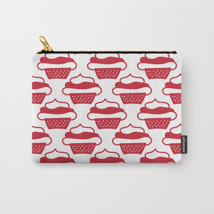 Doodled cupcakes - red and white Carry-All Pouch