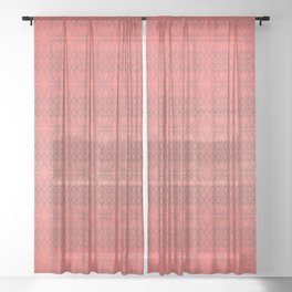Geometric Design on Coral Ombre Sheer Curtain