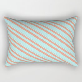 [ Thumbnail: Dark Salmon & Turquoise Colored Lines Pattern Rectangular Pillow ]