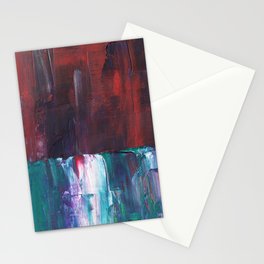 Abstract Red Green Minimalist Painting Stationery Card