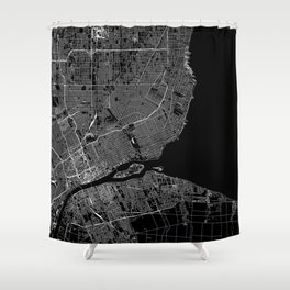 Detroit Black Map Shower Curtain