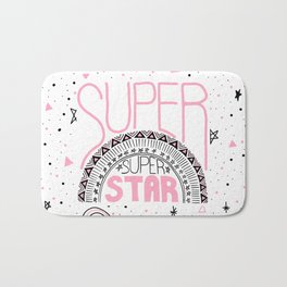 Super Super Star Bath Mat | Pink, Niece, Galactic, Supermoon, Star, Digital, Kidsroom, Space, Moon, Geometric 
