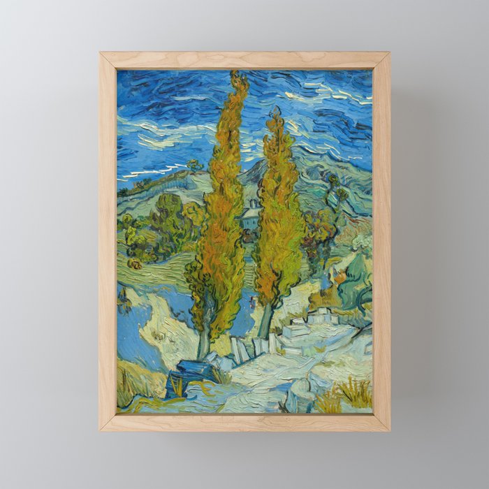 Vincent van Gogh "Two Poplars on a Road Through the Hills" Framed Mini Art Print