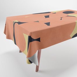 Orange cactus silhouette Tablecloth