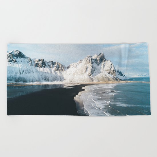 Iceland Mountain Beach - Landscape Photography Beach Towel
