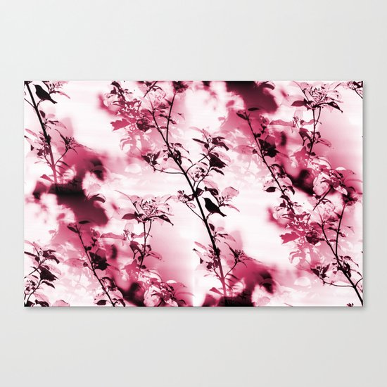 Silhouette of songbird on a branch Canvas Print