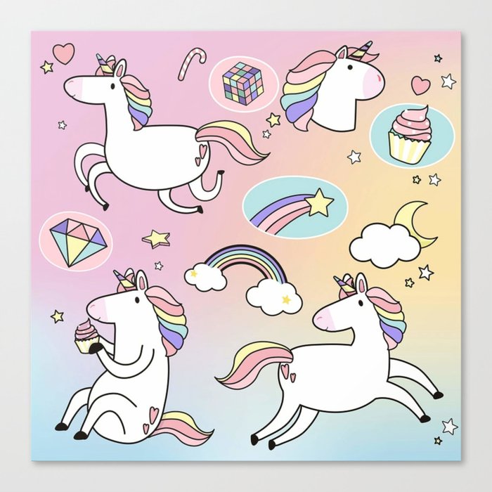 Pastel Unicorns Canvas Print