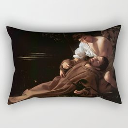 Saint Francis of Assisi in Ecstasy by Caravaggio (1595) Rectangular Pillow