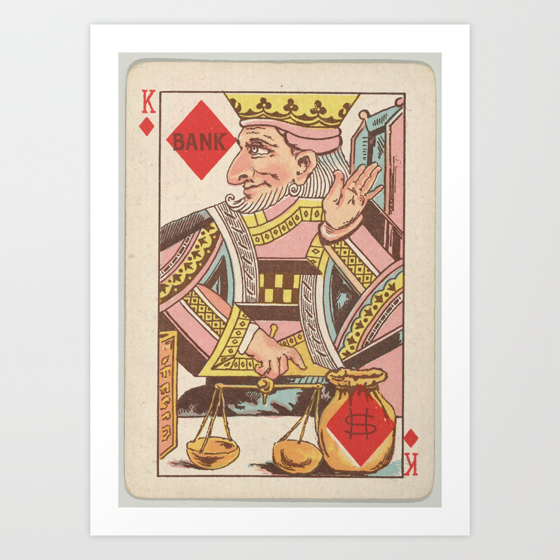 Vintage King Of Diamonds Playing Card Illustration Art Print By Bravuramedia Society6