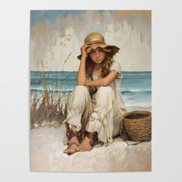 Boho Beach Girl - By The Seashore Poster