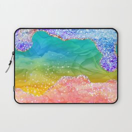 Vibrant Rainbow Glitter Agate Texture 03 Laptop Sleeve