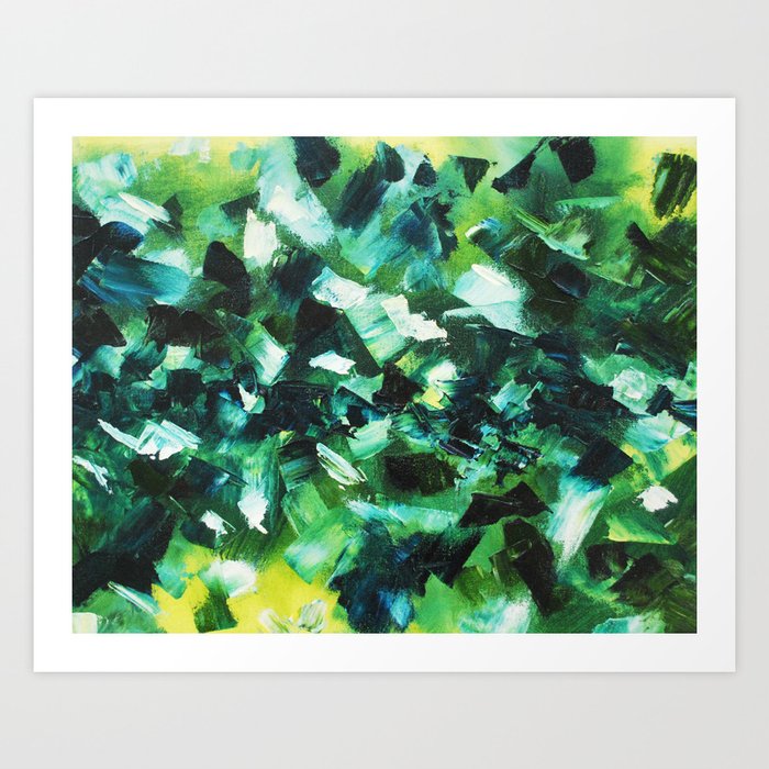 Modern Green And Blue Abstract Painting Art Print By Erika