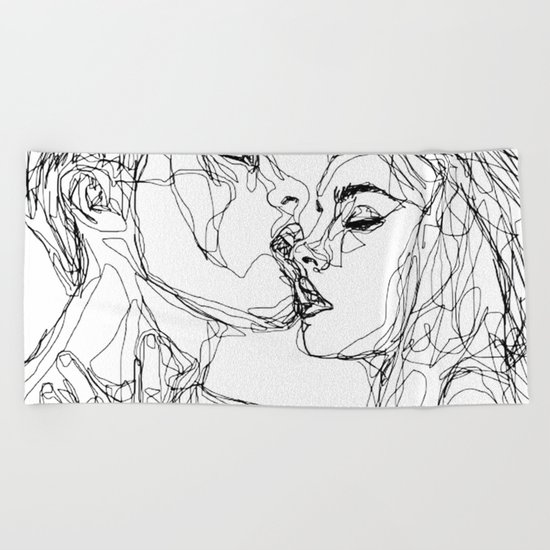 kiss more often (B & W) Beach Towel