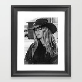 Brigitte Bardot in Black Hat Framed Art Print
