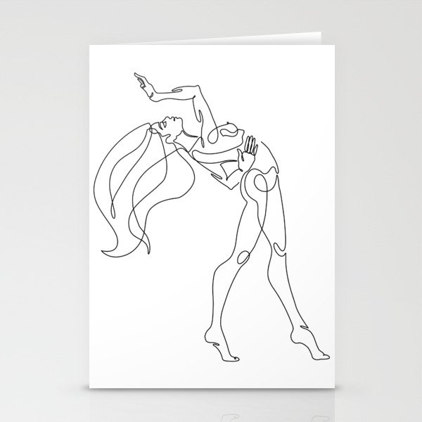 Minimal one line art poster of dancer Stationery Cards