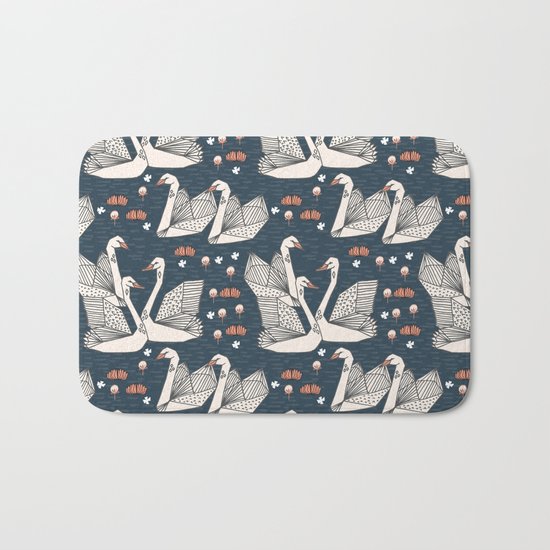 Origami Swans by Andrea Lauren Bath Mat
