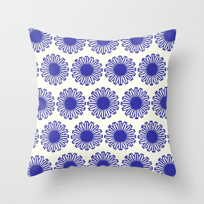 vintage flowers blue  Throw Pillow