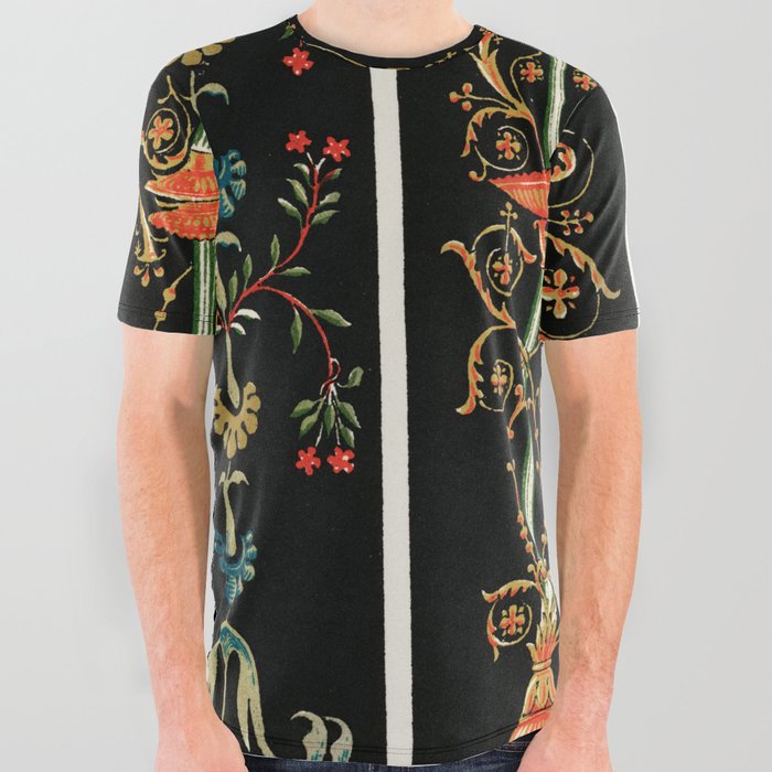 Art Deco Botanical Vintage Shapes All Over Graphic Tee