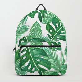 Tropical Monstera Leaf Pattern Green Backpack