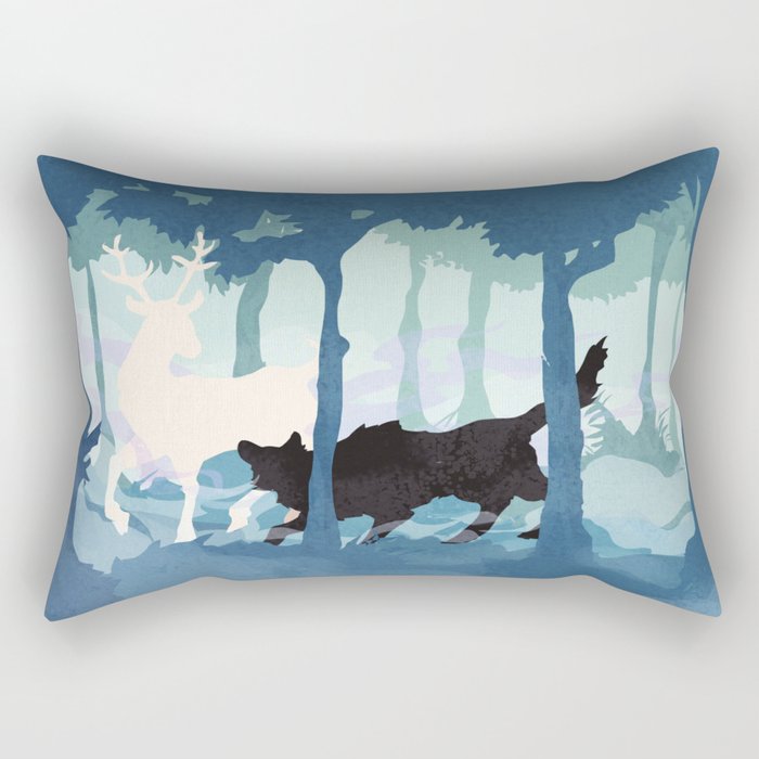 The Unlikeliest Friends (The Stag and the Wolf) Rectangular Pillow