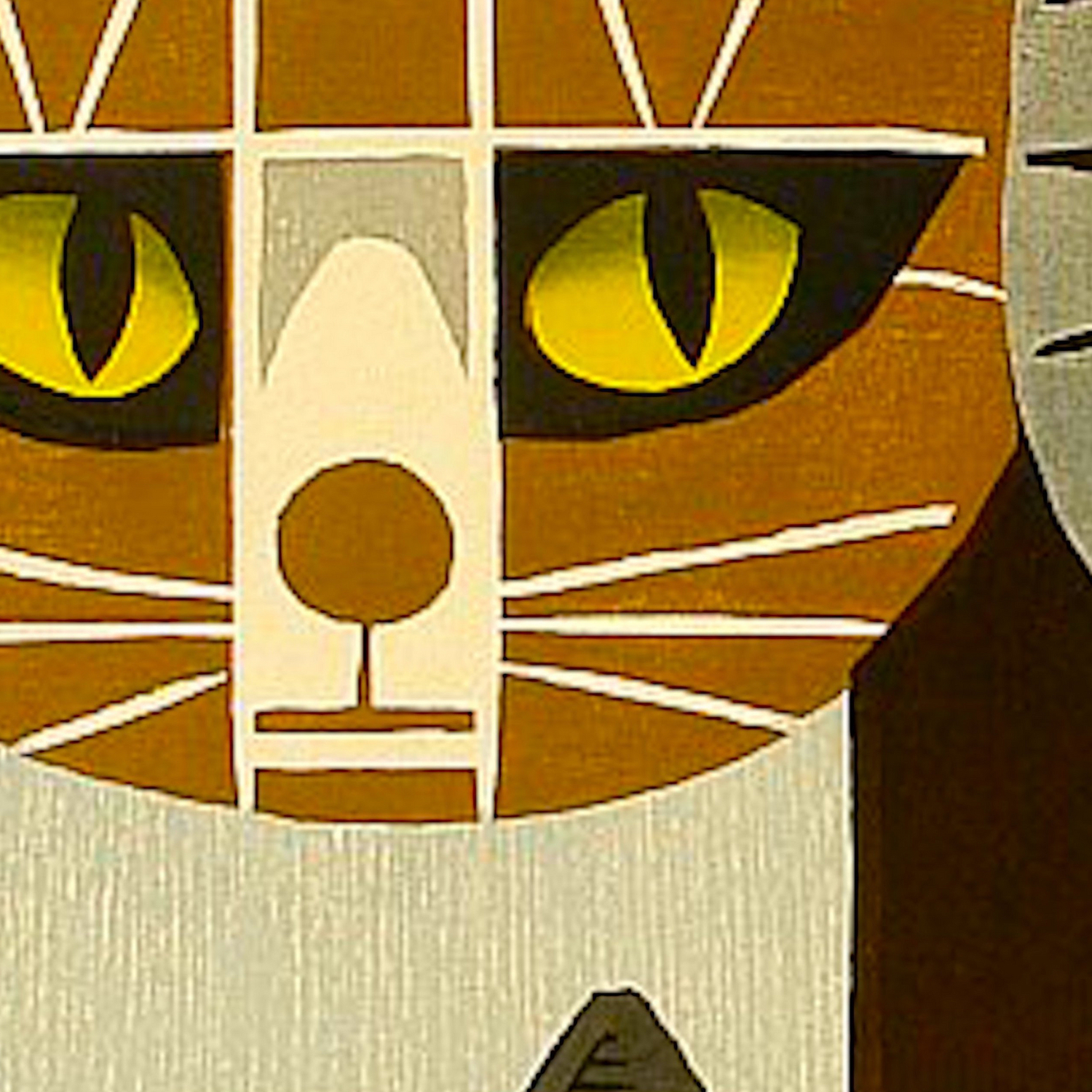 Cat Pattern Japanese Cat Cubism Woodblock Print Cherry Blossom