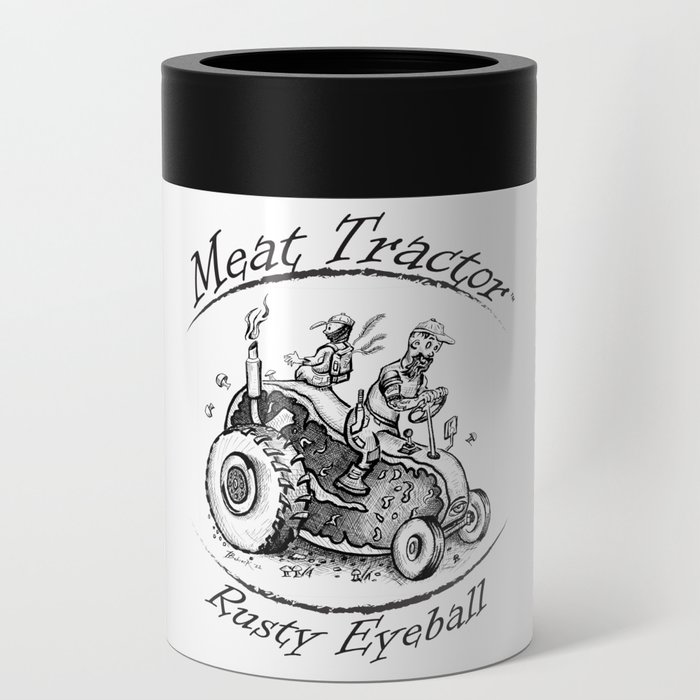 Meat Tractor BW Can Cooler