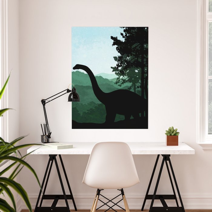 Brachiosaurus Dinosaur Silhouette by of Touch A Poster Epic | Society6