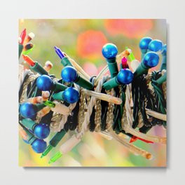 With Strings Attached Metal Print | Minilights, Vintage, Abstract, Christmas, Wreath, Digital, Lights, Macro, Color, Canon 