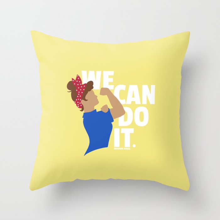 We Can Do It - Modern Rosie the Riveter Throw Pillow