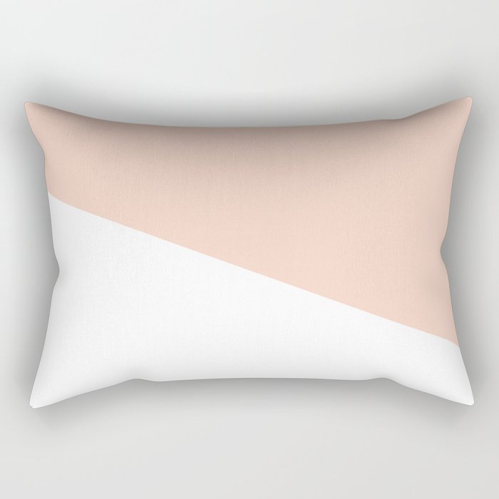 Geometric Blush Pink + White Rectangular Pillow