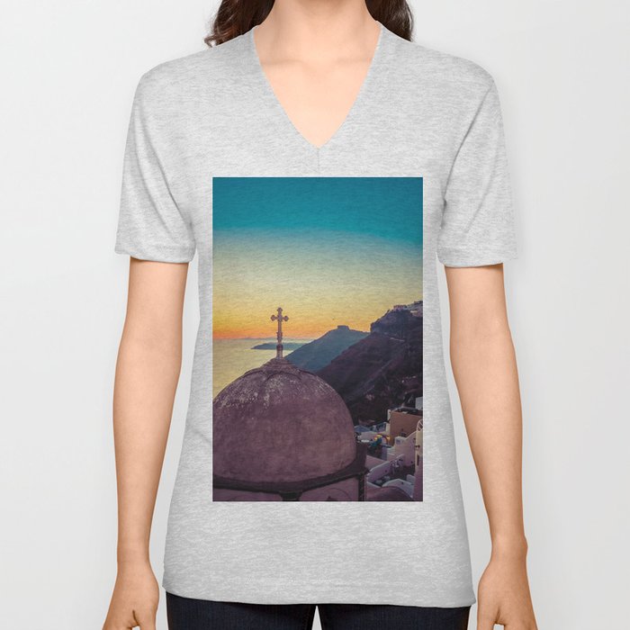 Adorable Santorini V Neck T Shirt