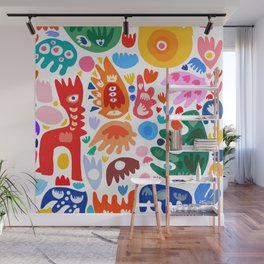 Spring Gouache Cut Out Joyful Abstract Pattern Design  Wall Mural