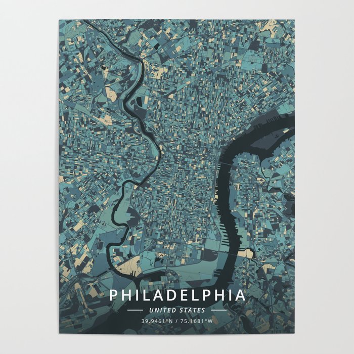 Philadelphia, United States - Cream Blue Poster