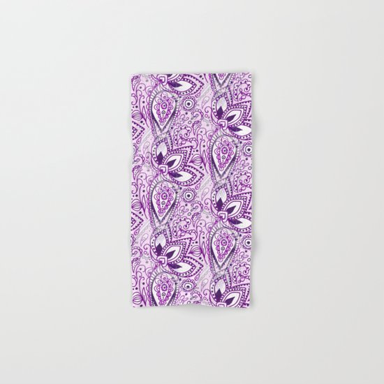 Boho Purple Paisley Doodle Hand & Bath Towel
