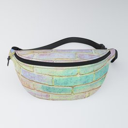 pastel rainbow distressed painted brick wall ambient decor rustic brick effect Fanny Pack