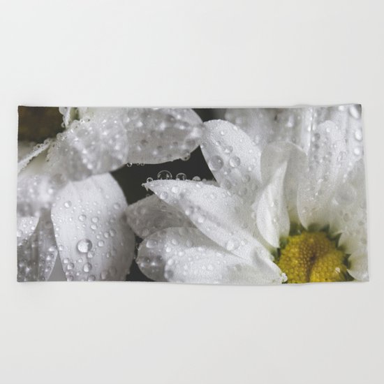 Daisies with drops Beach Towel