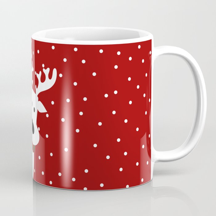 Reindeer in a snowy day (red) Coffee Mug