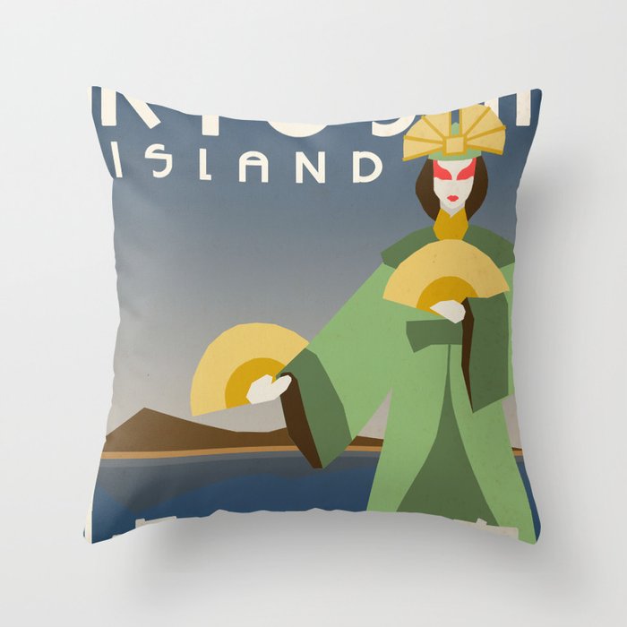 Kyoshi Island Travel Poster Throw Pillow