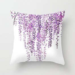 purple wisteria in bloom Throw Pillow