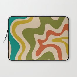 Liquid Swirl Retro Abstract Pattern in Mid Mod Colours on Beige Laptop Sleeve