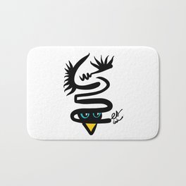 Abstract Snake Bird Minimal Style Line in Black and White and Color Bath Mat